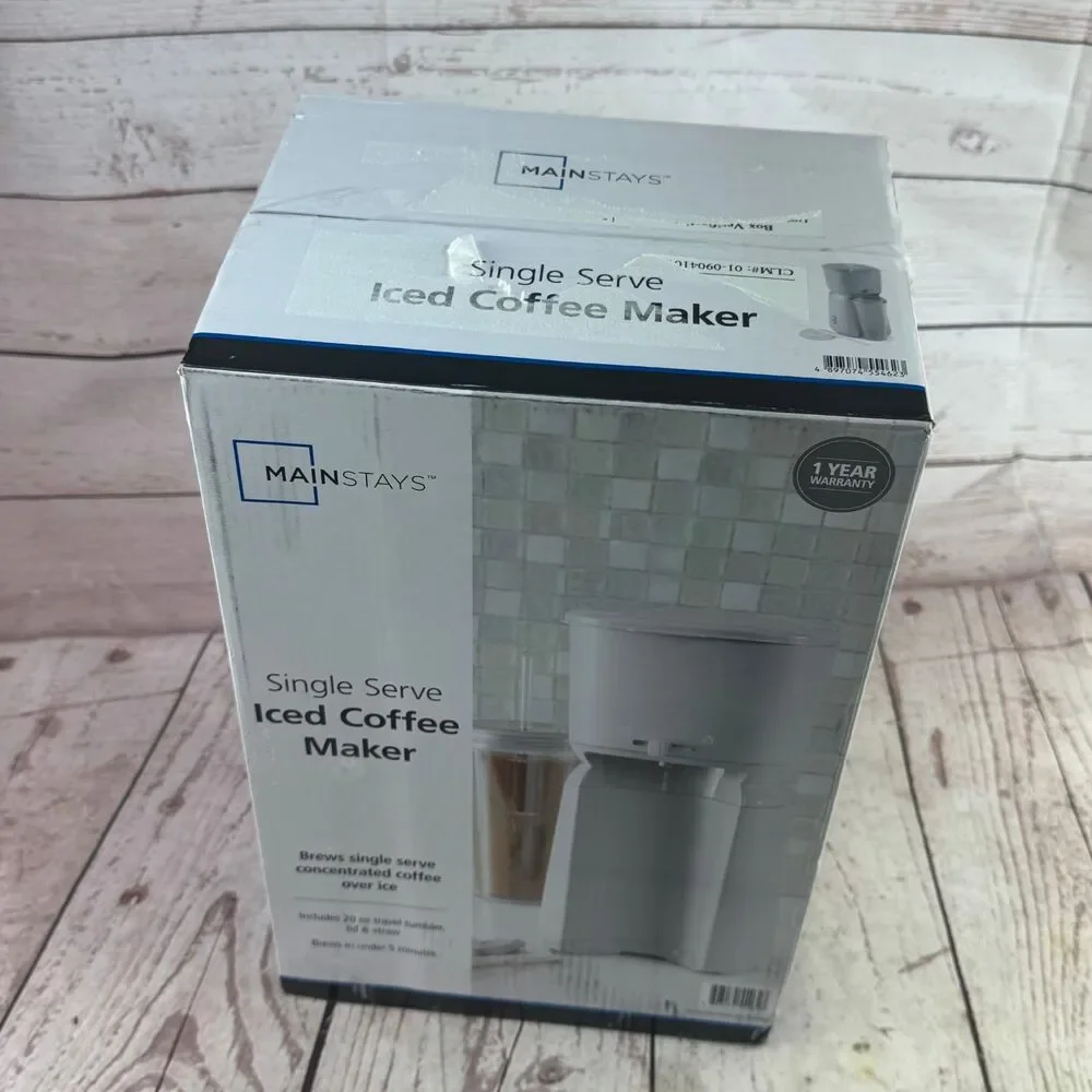Mainstays Single Serve Iced Coffee Maker 20 Oz Soft Silver